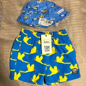 Tom & Teddy Boys Bathing Suit Trunks NWT comes with free hat!